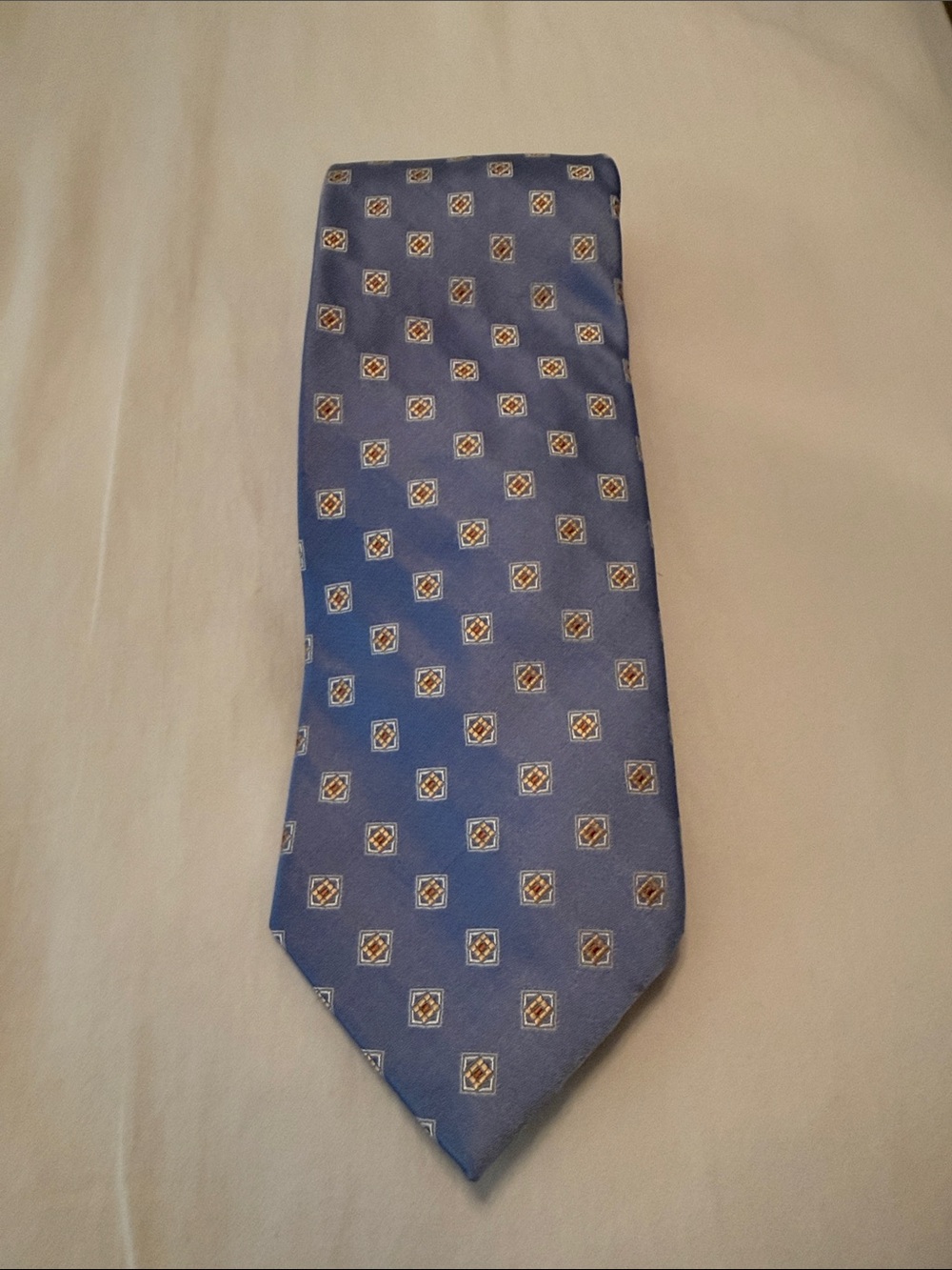 Valentino Light Blue Tie with Gold and White Medallions